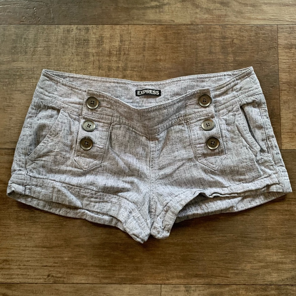 Express linen button shorts